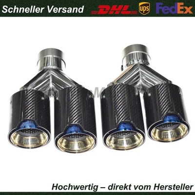 Dual Car Carbon Fiber Exhaust TWIN End Tips Endrohr Für BMW 63mm In 101MM Out - Bild 1 von 4