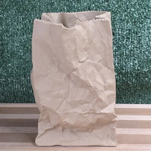 Vintage Ceramic Brown Paper Bag Vase Mint Cond 8" Signed - Picture 1 of 10