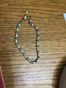 Vintage Tennis Armband klare & blaue Steine ohne Spuren B545 - Bild 1 von 4