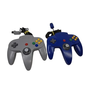 Vtg Nintendo 64 N64 Controllers Controller Wired Grey Blue Retro Gaming Video - Picture 1 of 10
