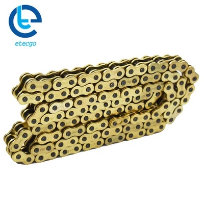Cadena de transmisión de motocicleta color dorado 520 x114 ATV 520 paso 114 eslabones con junta tórica Foto 1 de 4