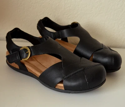 Earth Origins Black Leather Closed-Toe Sandals Comfort Shoes 7.5 W ETBONNEY - Image 1 of 4