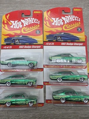 Lote de 6 Dodge Charger 2004 Hot Wheels Classics Serie 1 1967 5/25 verde sellado Foto 1 de 4