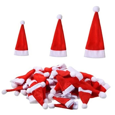  48 Piezas Mini Sombreros de Papá Noel para Manualidades Navidad Pequeño Papá Noel Decoración Patrón Rojo Foto 1 de 4