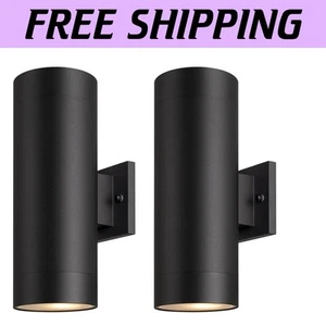 Contemporary 14" Outdoor Lighting - Waterproof Wall Sconce Pack in Matte Black - Picture 1 of 11