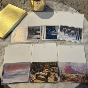 Vintage Leanin’ Tree Holiday Cards -35 Total W/envelopes And Box - Picture 1 of 9