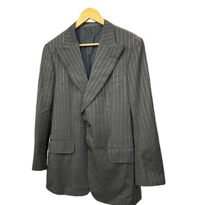GUCCI Striped Single Jacket Gray formal Wool 100% Men's Size 48 simple preowned - Picture 1 of 8