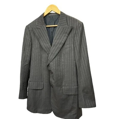 GUCCI Striped Single Jacket Gray formal Wool 100% Men's Size 48 simple preowned - Image 1 of 4