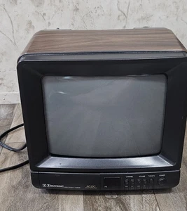 Emerson 9" Colored AC/DC TV TC0910R Wood Grain Look No Remote Works - Picture 1 of 8