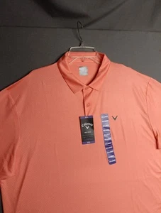 NWT Callaway Golf Polo Men's XXL 2XL Printed UPF Moisture Wicking Living Coral - Picture 1 of 11