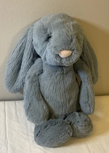 JellyCat Bashful Bunny Dusky Blue Retired Jelly8495AP 12” Used - Picture 1 of 9