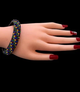 Multi Farbe Strass Gun Metal Manschette Armband 7,25 Zoll - Bild 1 von 4