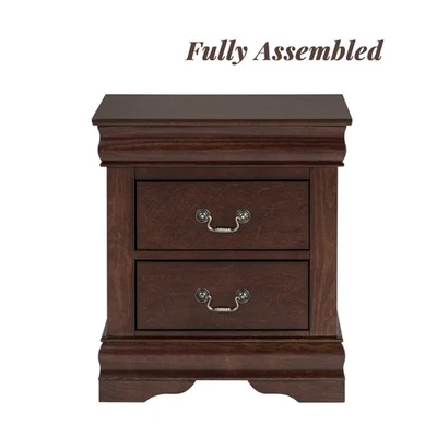 Fully Assembled Traditional Solid Wood Nightstand in Black / Dark Cherry / White - Image 1 of 4