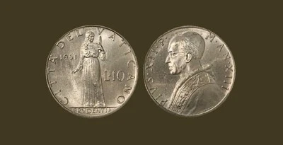 Vatican City - 10 Lire 1951 - Pope Pius XII - Image 1 of 3