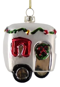 Vidrio adorno de vacaciones de Navidad cámper plateado 2,75 pulgadas - Imagen 1 de 1