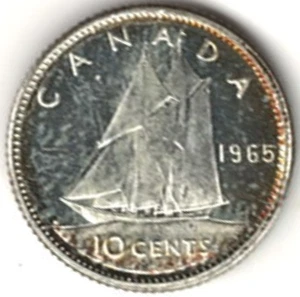 1965 SILVER CANADA TEN CENTS ~ PROOF LIKE SURFACES ~ SEE THE SCAN stkPL-108 - Picture 1 of 4
