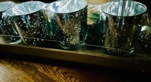 Adventsgesteck Teelichter Set Moderner Adventskranz Holztablett mit Glas - NEU - Bild 1 von 11