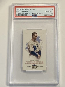 2008 eTOPPS Allen & Ginter Lou Gehrig #2 Yankee Stadium Tribute Promo PSA 10 - Picture 1 of 2