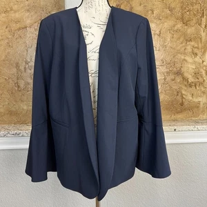 NWT The Limited Collection Blazer Jacket Womens 20W Bell Sleeve Open Front Blue - Picture 1 of 9
