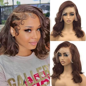 Chocolate Brown Lace Front Wig 200 Density 13x6 HD Body Wave Lace Front Wigs ... - Bild 1 von 6
