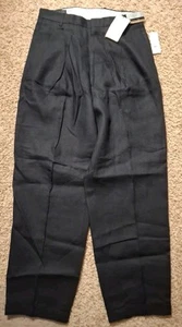 Abito da lavoro uomo Metropolitan View nero 100% LINO pantalone 30x30 preppy nuovo con etichetta - Foto 1 di 9