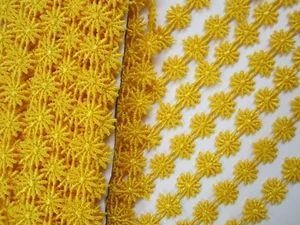 2 METROS Ribete GPO Flores Encaje No Elástico Dorado Amarillo 1,3cm Top Mode    - Imagen 1 de 4
