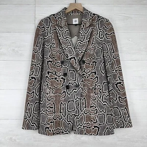 Cabi Blazer Size 4 Python Snake Print Double Breasted Ponte Knit Gray Stretch - Picture 1 of 16