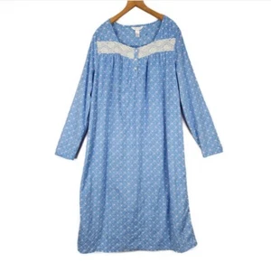 Vintage Adonna Sleepwear Blue Nightgown Women's Size XXL Soft Long Flannel - Picture 1 of 6