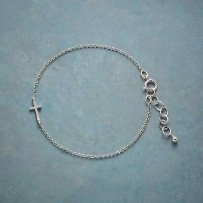 cross across bracelet sterling silver for women,christmas gift - Image 1 of 4