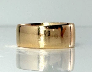 Antique 9k Yellow Gold Smooth Plain Wedding Band Sz 6.5 7mm - Picture 1 of 11