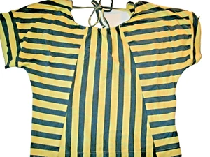 Coincidence and Chance Women's Cropped Top Striped Yellow Blue Medium - Bild 1 von 11