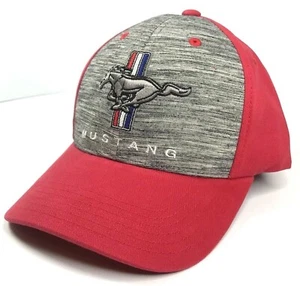 Ford Mustang Red & Gray Embroidered Logo Hat Cap Official Licensed - Picture 1 of 1