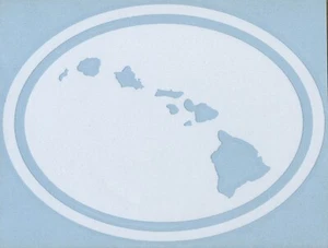 Hawaii Map Oval Large Vinyl Decal, Original Design, 5”x3.75", Durable, 2 Colors - Picture 1 of 10
