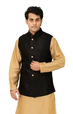 Mens Formal Blend Silk Black Floral Waistcoat Koti Jacket Wasket Only 1050 - Image 1 of 4