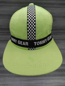 "Vintage" Tommy Gear Chartreuse Grn Adjustable Racing Stripe Hat MADE IN U.S.A. - Picture 1 of 12