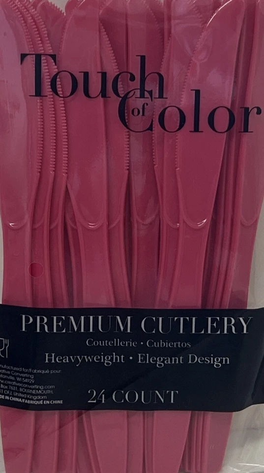 Hot Magenta Heavy Duty Plastic Knives 24 Per Pack Tableware Supplies Decoration - Image 1 of 1