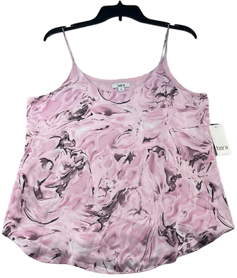 Bar III Blouse Womens size Medium Pink Swirl Abstract Satin  Suit Separate New - Image 1 of 4
