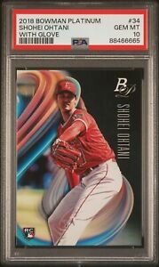 2018 BOWMAN PLATINUM #34 SHOHEI OHTANI W/ GLOVE PSA 10 RC DODGERS QTY AVAILABLE