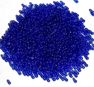 Vintage/Antique Micro Seed Beads-14/0 Dark Bottle Royal Blue Transparent- 3.9g - Image 1 of 3
