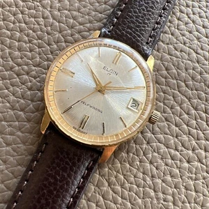 Vintage Mens Elgin 17J SelfWinding Germany 34MM Gold Tone Watch Running - Picture 1 of 24