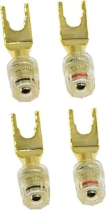 4-Pack Y Spade Plugs to 4 mm Banana Female Jack Socket for Speaker/amplifiers - Picture 1 of 5