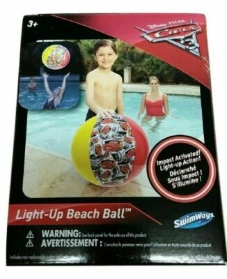 Disney Pixar Cars 3 Light-Up Beach Ball Light Activates on Impact Night Pool Fun - Image 1 of 2