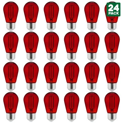 24PK LED Transparent Red Colored S14, E26) Bulb Parties 15K Hours Average Life - Image 1 of 4