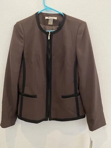 Nygard Collection Brown Padded Shoulders Button Up Office Blazer Lined Sz 8 - Picture 1 of 6
