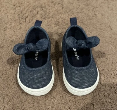 Carters CAPRI Toddler Girls Mary Jane Slip-On Shoes Blue Sparkle Denim - Size 4M - Image 1 of 4