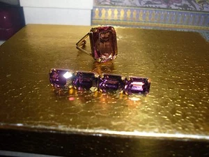 JUEGO DE AMATISTA FALSA DE COLECCIÓN ER, BROCHE Y ANILLO DE INGLANDIA $45.00 HERMOSO PÚRPURA - Imagen 1 de 10