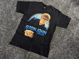 Vintage Elton John 1997 World Tour Men's Black Short Sleeve Shirt Size M EUC - Picture 1 of 6