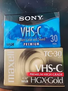 2 New Sealed VHS-C TC-30 HGX-GOLD PREMIUM HIGH GRADE/Sony VHSC PREMIUM - Photo 1/3