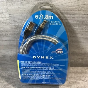 NEW! Dynex USB 2.0 Device Cable A Male to B Male Gold Plated Connectors 6'/1.8 m - Picture 1 of 3