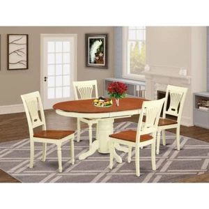 5  Pc  Dining  room  set-Oval  dinette  Table  with  Leaf  and  4  Dining ... - Picture 1 of 4